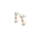 Beautiful Angel Skin Coral and Pearl Drop Earrings